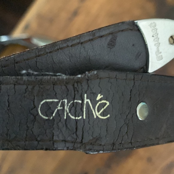 Cache Leather Silver Medallion Belt Sz M - Picture 7 of 8